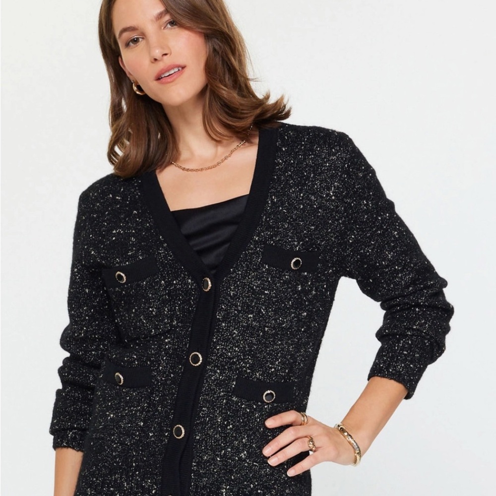 Metallic Flecked Tweed Cardigan